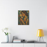 Woman Smelling Flowers Abstract Geometric Cubist Art Canvas Wall Decor
