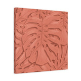Coral Monstera Canvas Print – Botanical Wall Art