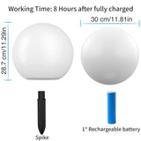 12-Inch LED Ball Light, Solar Rechargeable Globe Light Color Changing Solar Globe Lamp