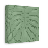 Sage Green Monstera Canvas Print – Botanical Wall Art
