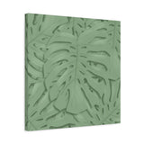 Sage Green Monstera Canvas Print – Botanical Wall Art