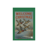 Welcome Christmas Wood Duck Garden Banner, Outdoor Flag, Holiday Yard Art, Duck Theme Garden Sign