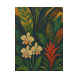 Gauguin Inspired Tropical Still Life with Orchids and Bromeliads