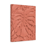 Coral Monstera Canvas Print – Botanical Wall Art