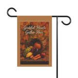 Grateful Hearts Gather Here Autumn Cornucopia Garden Flag