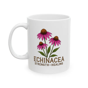 Echinacea Inspirational Ceramic Mug - In Echinacea We Trust - for Tea & Coffee Lovers, Garden Gifts