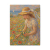 Seaside Wildflower Gathering – Impressionist Style Portrait