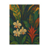 Gauguin Inspired Tropical Still Life with Orchids and Bromeliads