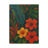 Gauguin Inspired Tropical Still Life with Hibiscus and Foliage