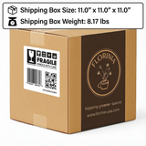 Cardboard shipping box with Florinia logo and fragile label on a white background 3-Piece White Stoneware Planter Pot Set with Embossed Texture