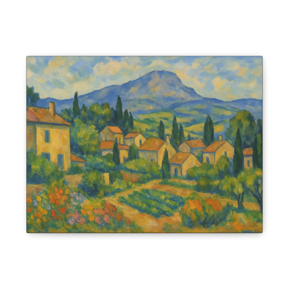 Cézanne Style French Landscape Artwork, Provence Homes, Gardens, and Mountains