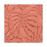 Coral Monstera Canvas Print – Botanical Wall Art