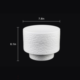 White Textured Stoneware Planter with Pedestal Base