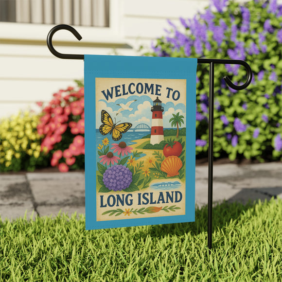 Long Island Garden Welcome Banner – “From Shore to Soil” - Floral Outdoor Decor, Gardening Gift, Butterfly Garden Sign, Home & Patio Decor