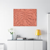Coral Monstera Canvas Print – Botanical Wall Art