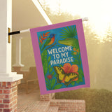 Welcome to My Paradise – South Florida Garden Banner, Colorful Outdoor Decor, Tropical Flag for Home, Vibrant Yard Sign, Perfect for Summer Celebrations