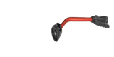 Red and black garden hose nozzle on a white background