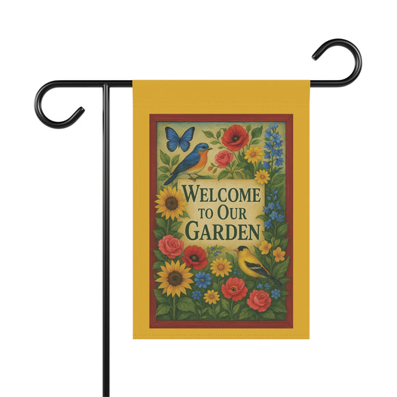 Garden Welcome Banner, Floral Garden Decor, Home Sweet Home Sign, Outdoor Flag for Garden Lovers, Welcome To Our Garden
