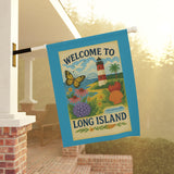 Long Island Garden Welcome Banner – “From Shore to Soil” - Floral Outdoor Decor, Gardening Gift, Butterfly Garden Sign, Home & Patio Decor