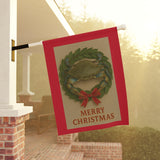Merry Christmas, Blue Crab Wreath Garden Banner