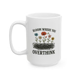 "Bloom Where You Overthink" Wildflower Scribble Mug