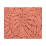Coral Monstera Canvas Print – Botanical Wall Art