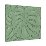 Sage Green Monstera Canvas Print – Botanical Wall Art