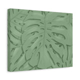Sage Green Monstera Canvas Print – Botanical Wall Art