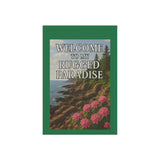 Welcome to My Rugged Paradise – Maine Coast Spring Garden Banner with Rhododendrons