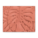 Coral Monstera Canvas Print – Botanical Wall Art