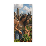 Blooming Above the City, A Rooftop Garden Oasis in New York, Urban Gardening Canvas Print
