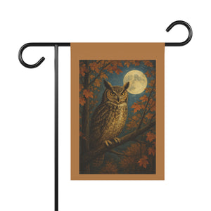 Autumn Owl with Full Moon Garden Banner