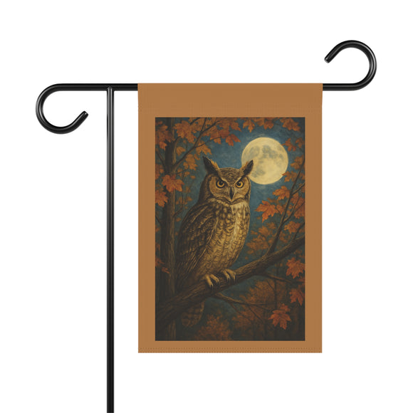 Autumn Owl with Full Moon Garden Banner