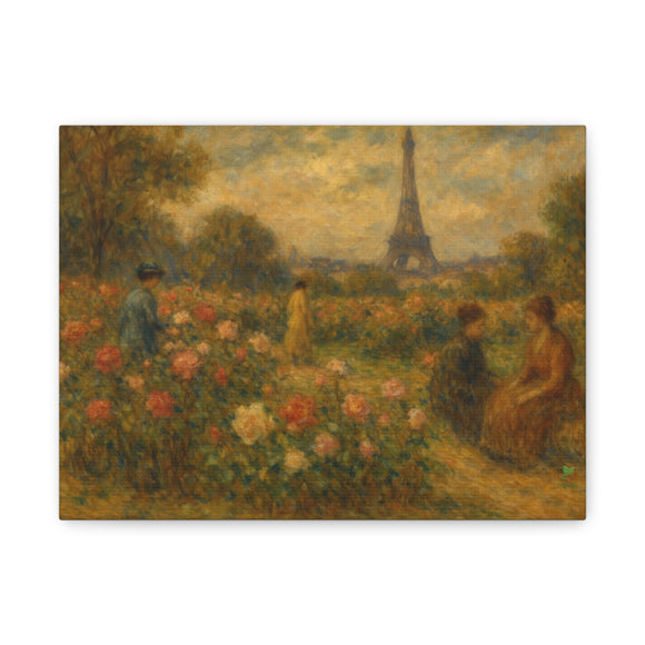 Parisian Rose Garden in Bloom,  Impressionist Landscape in the Style of Degas
