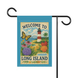 Long Island Garden Welcome Banner – “From Shore to Soil” - Floral Outdoor Decor, Gardening Gift, Butterfly Garden Sign, Home & Patio Decor