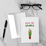 Deck The Stalks Greeting Card – Blank Inside With Envelope, 5" x 7"