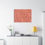 Coral Monstera Canvas Print – Botanical Wall Art