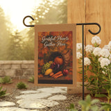 Grateful Hearts Gather Here Autumn Cornucopia Garden Flag