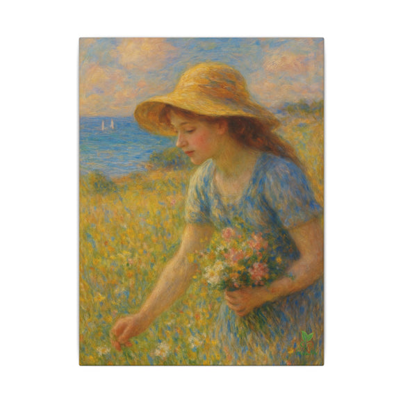 Seaside Wildflower Gathering, Impressionist Style Wall Art