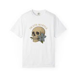 Death Myrtle Unisex Garment-Dyed T-shirt - Vintage Skull & Floral Design, IYKYK Statement Tee