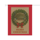 Merry Christmas, Blue Crab Wreath Garden Banner