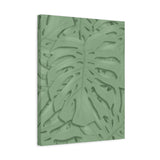 Sage Green Monstera Canvas Print – Botanical Wall Art