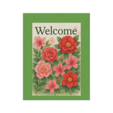 Welcome – Camellia & Azalea Garden Banner, Floral Welcome Flag for Home, Outdoor Decor, Housewarming Gift, Garden Party