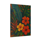Gauguin Inspired Tropical Still Life with Hibiscus and Foliage