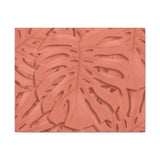 Coral Monstera Canvas Print – Botanical Wall Art