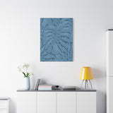 Cerulean Blue Monstera Canvas Print – Botanical Wall Art