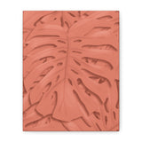 Coral Monstera Canvas Print – Botanical Wall Art