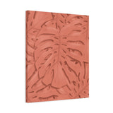 Coral Monstera Canvas Print – Botanical Wall Art