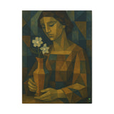 Cubist Woman with Flower Vase Abstract Art Print