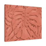 Coral Monstera Canvas Print – Botanical Wall Art
